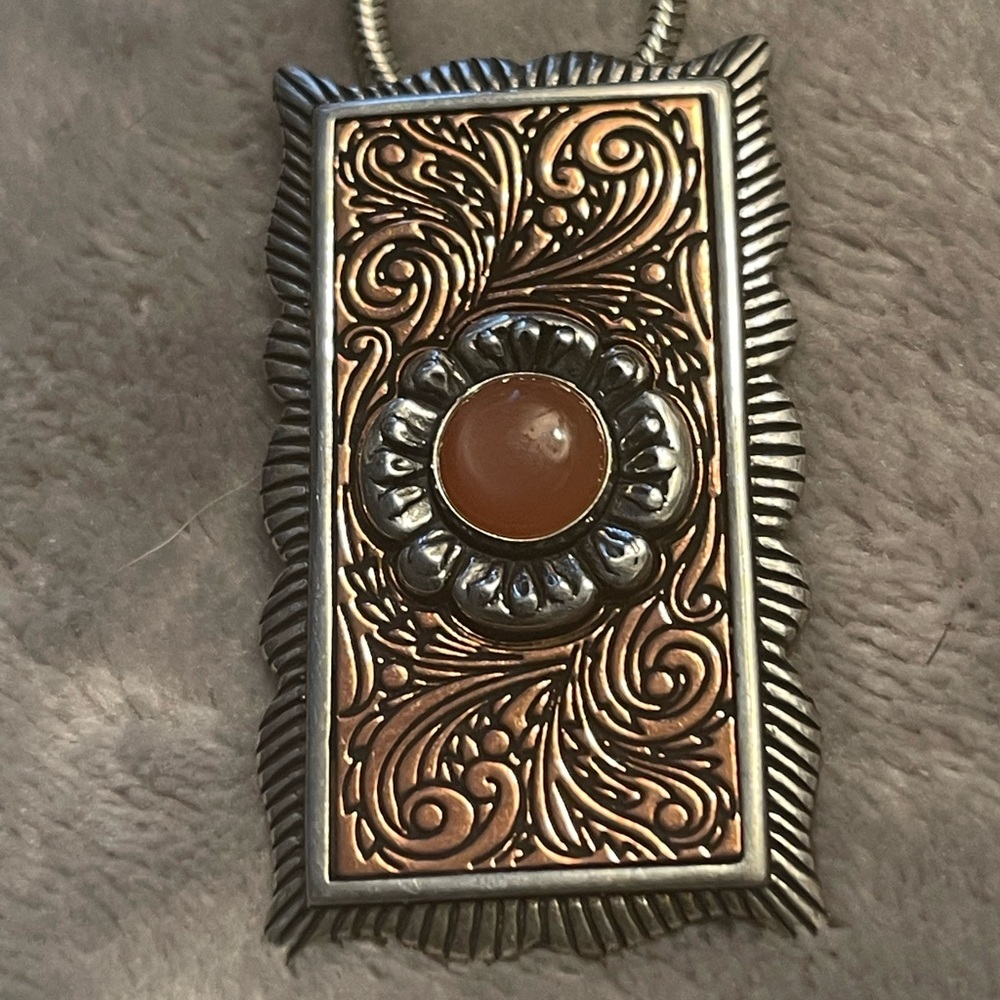 Elegant Copper and Silver Pendant Necklace Carolyn Pollack Design